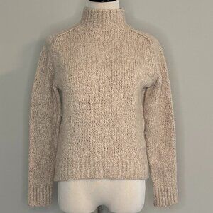 Vince - Textured Saddle Sleeve Turtleneck - Ivory/Tan - Small